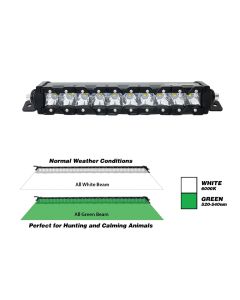 Dual Color 13 Inch - 50 Watt Monolith Slim Series LED Light Bar – High Power White & Green Beams