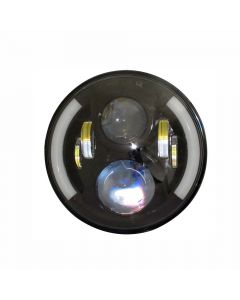 7 Inch Headlight Jeep JK/CJ/TJ 60 Watt High/Low Half Halo DRL Amber Turn Signal Black Reflector